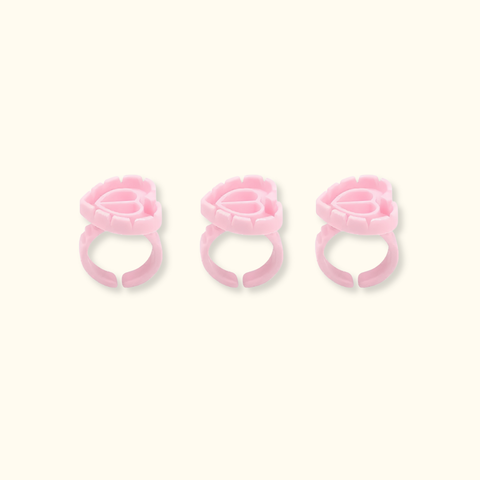 Soporte para anillos de pegamento floreciente en forma de corazón, 100 piezas