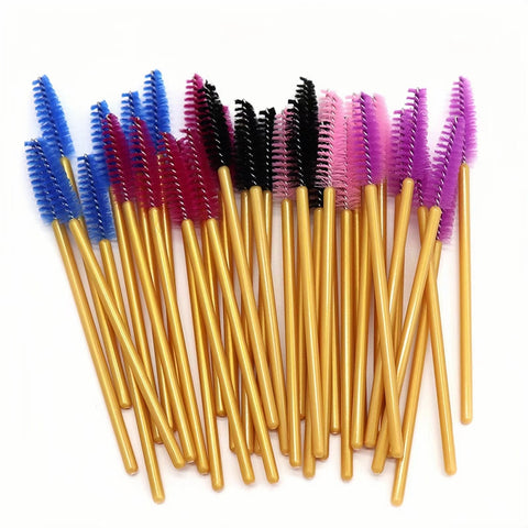 Disposable Gold Handle Mascara Wands Lash Brush 50 PCS