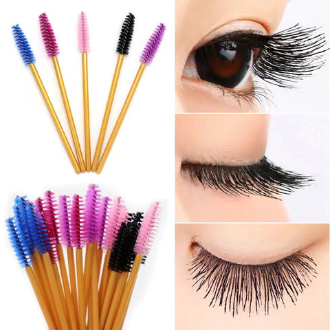 Disposable Gold Handle Mascara Wands Lash Brush 50 PCS