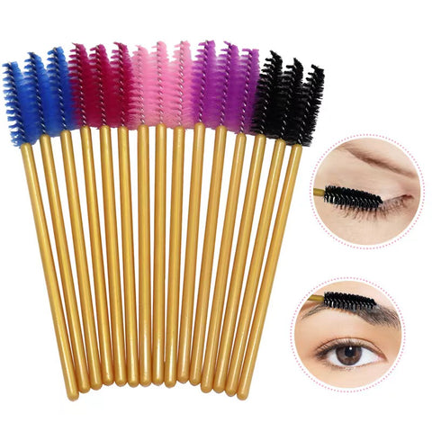 Disposable Gold Handle Mascara Wands Lash Brush 50 PCS