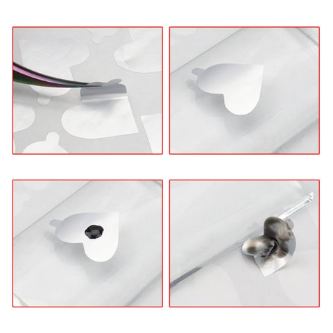 Heart Shaped Aluminum Foil Glue Sticker 300 PCS