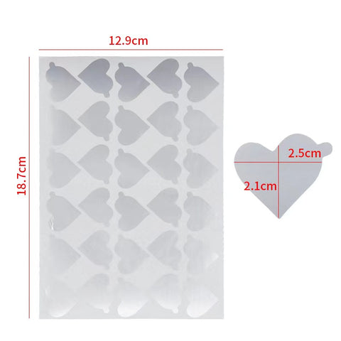 Heart Shaped Aluminum Foil Glue Sticker 300 PCS