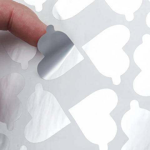 Heart Shaped Aluminum Foil Glue Sticker 300 PCS