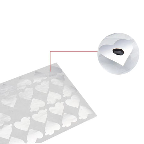 Heart Shaped Aluminum Foil Glue Sticker 300 PCS